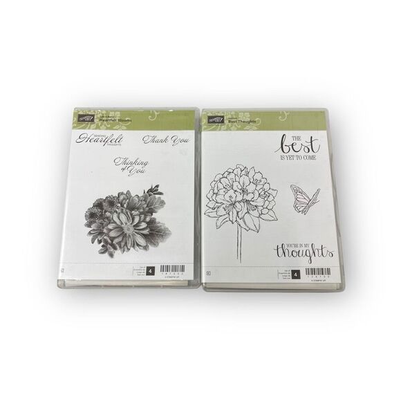 Stampin’ Up! Sale-A-Bration Heartfelt Blooms Best Thoughts Rubber Stamp Set New - Picture 1 of 7